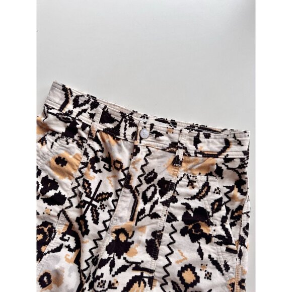 ANTHROPOLOGIE Floral Printed Cotton Corduroy Tapered Utility Pants, Size 2 - Picture 12 of 16